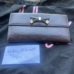 Guccissima wallet brown with bow